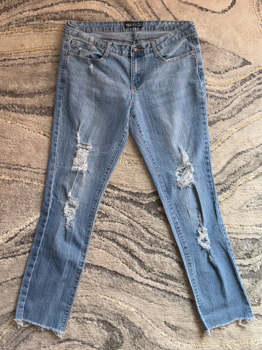 No Boundaries Distressed Light Blue Cropped Ankle Jeans